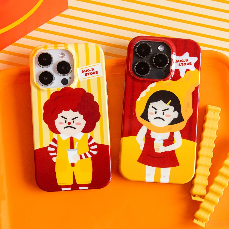 AUG.8 STORE Angry Kids Couple iPhone Magnetic All-inclusive Phone Case - เคส/ซองมือถือ - พลาสติก 