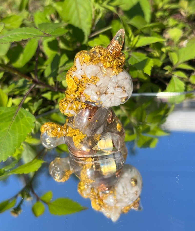 新年開運 Orgonite 奧剛能量獨角獸-月光石+拉長石 小款 - 擺飾/家飾品 - 半寶石 白色