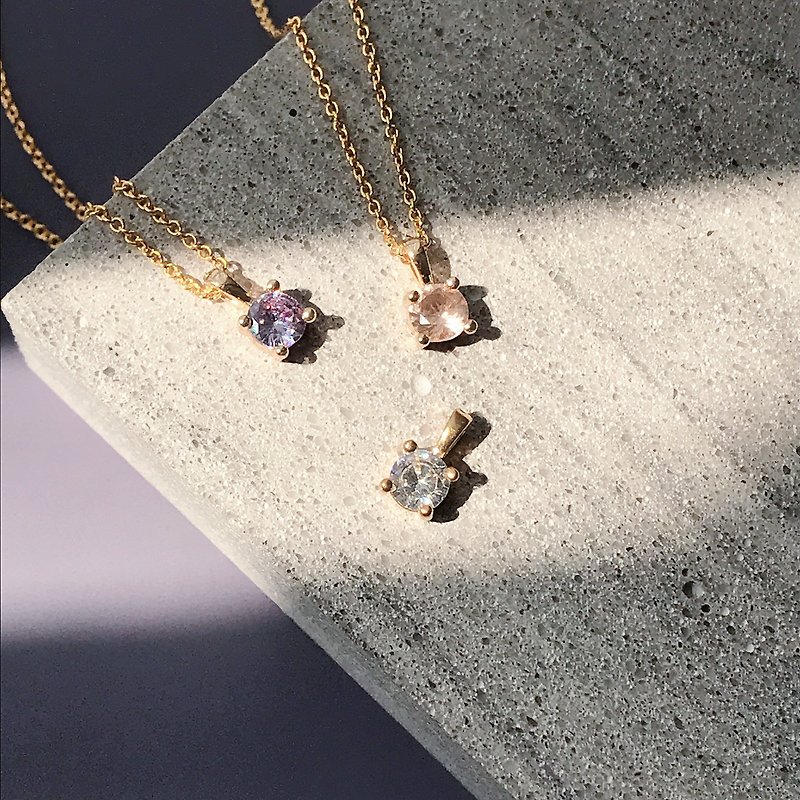 大方簡約耐看 小圓鋯石 三色可選 鍍金項鏈 姊妹閨蜜 - 項鍊 - 其他材質 紫色
