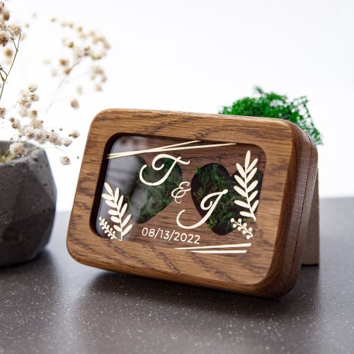 DejavuWood Wooden wedding double ring box | Custom ring holder | ring pillow | Anniversary