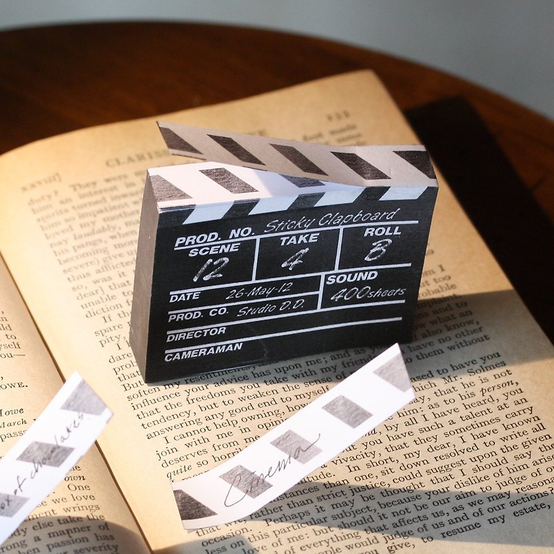 Movie director clapper label sticky note number S - Sticky Notes & Notepads - Paper Black