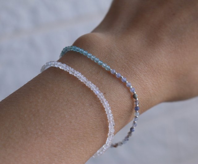 ブレスレットブルー石グレー天然石 - 良くなる - - ショップ Hand in