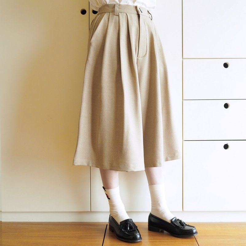 little cat wide pants : sand - 女長褲 - 聚酯纖維 卡其色