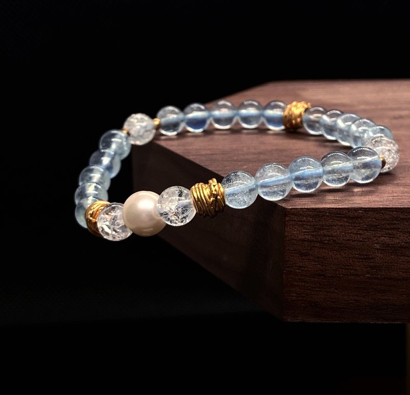 【海は青いです】アクアマリン・養殖真珠・腕飾 - ブレスレット - クリスタル 