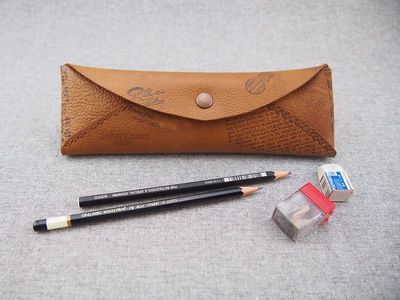 Pencil case leather stamp - กล่องดินสอ/ถุงดินสอ - หนังแท้ 