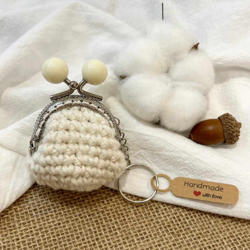 *[Limited Edition]*Macaron gold bag keychain-No.13-Pure white - Keychains - Cotton & Hemp 