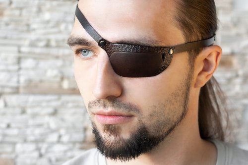 Migharda Leather Eye Patch | Sport Design Eye Patch | Brown Black Eye Patch