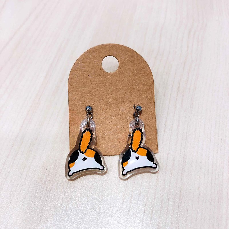 Sanhua cat fart の anti-allergic ear acupuncture / earring Clip-On(fried hair style) Cats Earring Meow! - Earrings & Clip-ons - Waterproof Material Orange