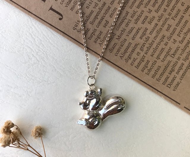 Squirrel who loves gold/cute miner/rich squirrel/sterling silver necklace -  Shop JULIE design Necklaces - Pinkoi