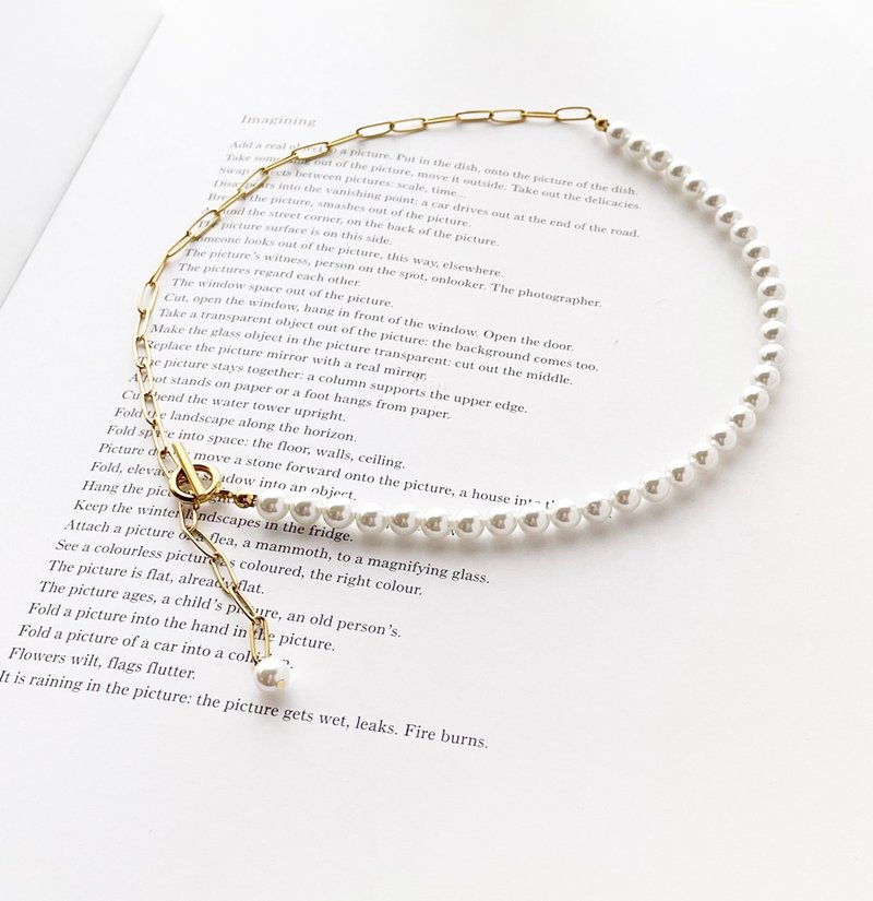 Pearl Chain Mantel Necklace - Necklaces - Shell White