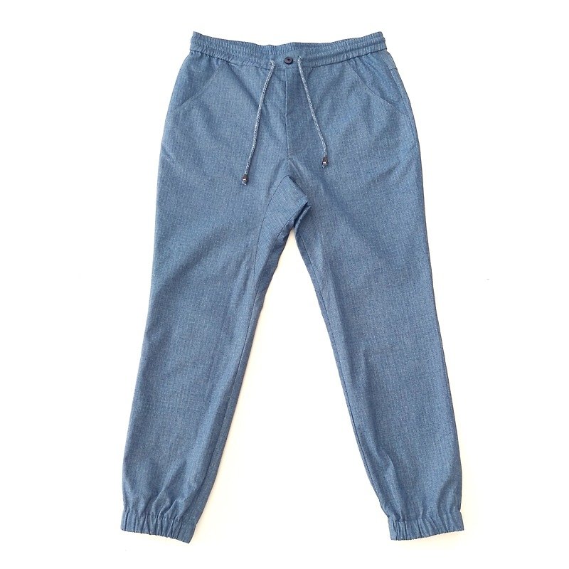 Ramie cotton jogger pants - กางเกงขายาว - ผ้าฝ้าย/ผ้าลินิน สีน้ำเงิน