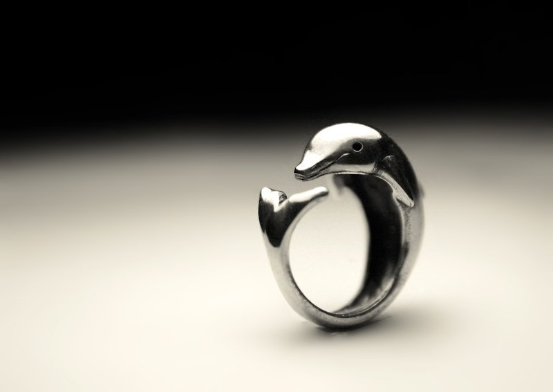 海豚銀戒指 - 戒指 - 其他金屬 銀色