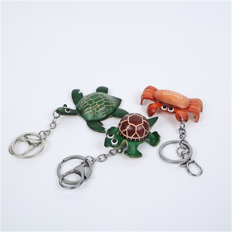 Ocean Animal Series Genuine Leather Keychain Charms - ที่ห้อยกุญแจ - หนังแท้ 