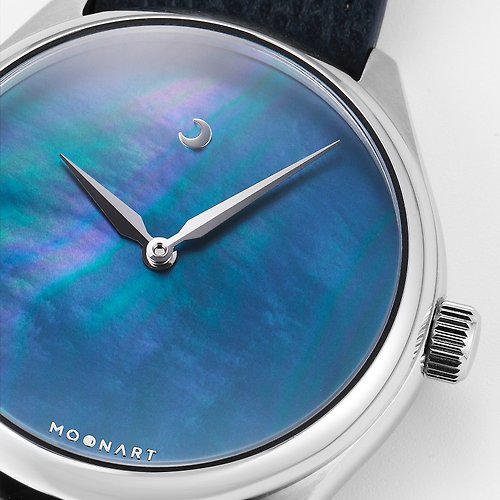 MOONART影月手錶品牌官方店 【MOONART】原創手錶 神話系列-致藍+ 珍珠貝藝術手錶