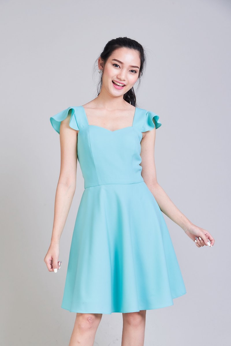 Pastel Blue Dress Party Dress Bridesmaid Dress Prom Dress Feminine Dress - 洋裝/連身裙 - 聚酯纖維 藍色