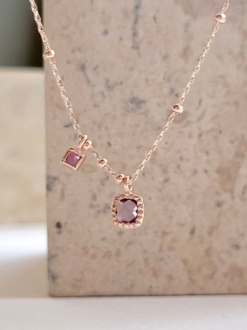 My favorite amethyst necklace/sterling silver necklace/ Rose Gold/sterling silver light jewelry - สร้อยคอ - คริสตัล สีม่วง