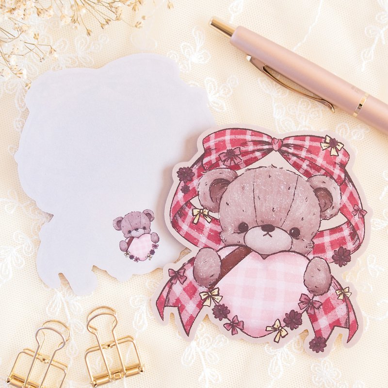 Die cut memo - heart teddy bear - Sticky Notes & Notepads - Paper Red