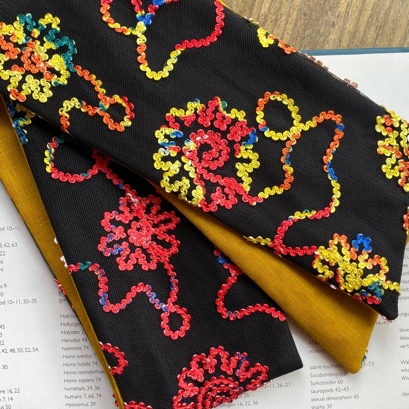 萬花筒 古董刺繡布 軟管髮帶 / 寬版 - 髮箍/髮帶 - 棉．麻 多色