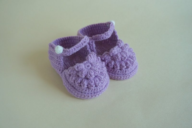 【新生兒禮物】紫色嬰兒鞋子 - 男/女童鞋 - 棉．麻 紫色