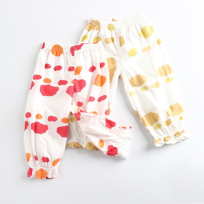 [clearance offer] hand-painted anti-mosquito pants red/yellow - กางเกง - ผ้าฝ้าย/ผ้าลินิน หลากหลายสี