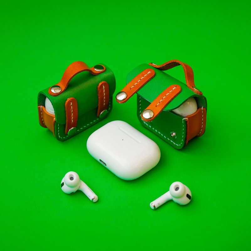 AirPods Pro 真皮保護套 掛脖 Apple耳機3代保護殼 兩針一線 禮物 - AirPods/耳機保護套 - 真皮 