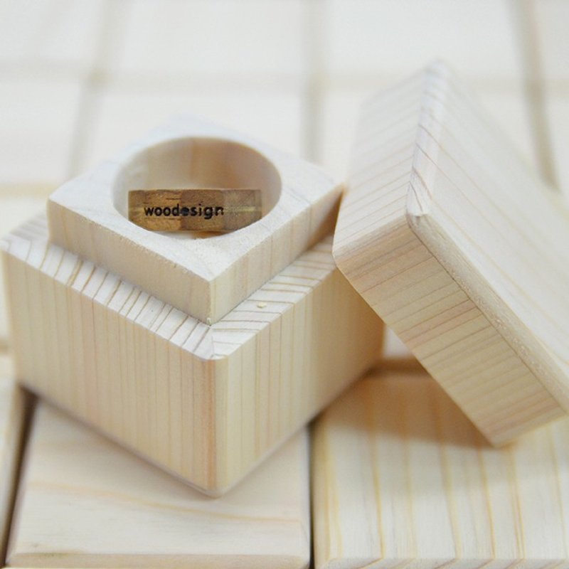 Valentine's Day on the ring + check box | warm wood quality, free lettering - Couples' Rings - Wood Multicolor
