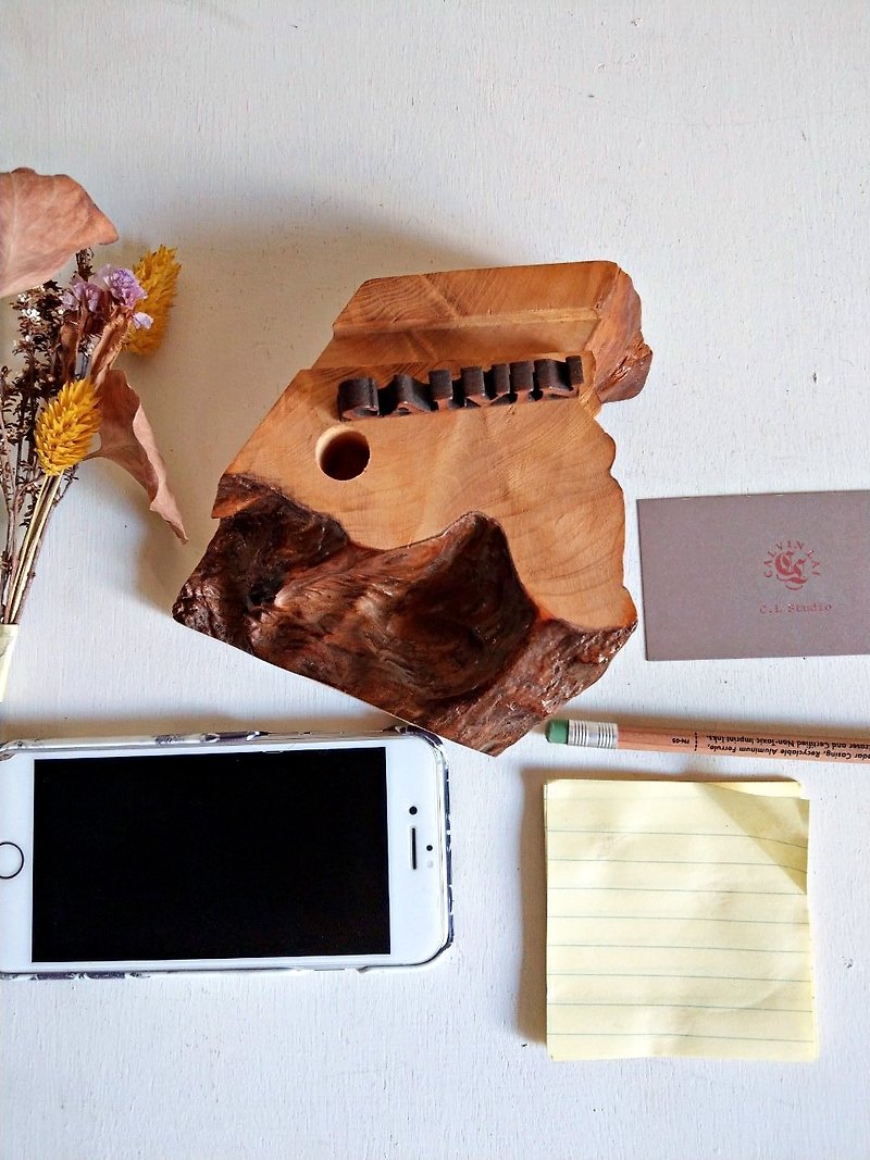 CLStudio【モダンでシンプルな幾何学模様の木製携帯電話ホルダー/名刺ホルダー】N23 - カードスタンド - 木製 