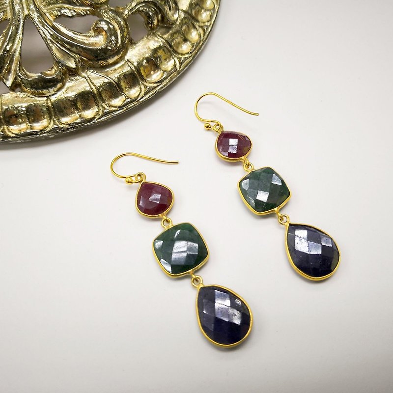 Gemstone earrings - ต่างหู - เครื่องเพชรพลอย หลากหลายสี