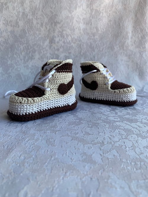 HowletDi Nike Jordans Baby Booties Sneakers Jordan 1 Crochet Crochet Shoe Shower