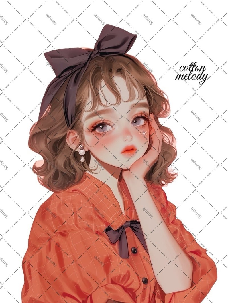 original sticker no.1843 人物ステッカー オリジナルステッカー オリジナル人物ステッカー 装飾ステッカー cotton melody - 貼紙 - 紙 