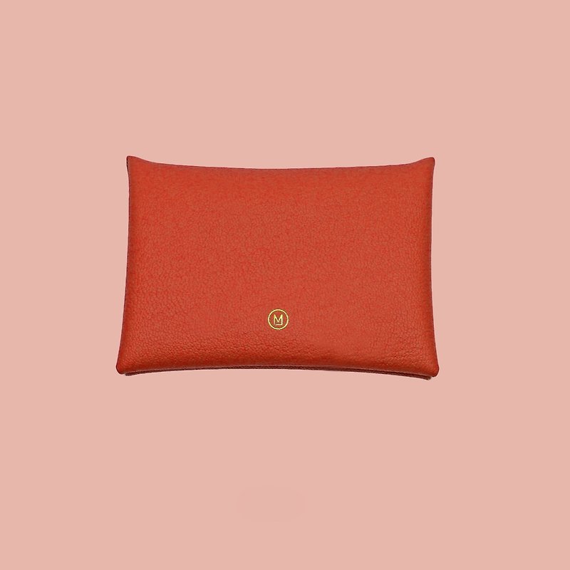 Customized Gift Goatskin Macaron Orange Card Holder/Wallet/card holder/card case - Wallets - Genuine Leather Orange