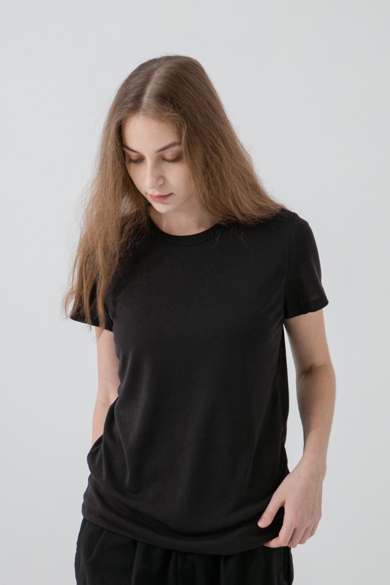 Papier Tee Black Women 和紙素T 女款黑色 - 男 T 恤 - 紙 黑色