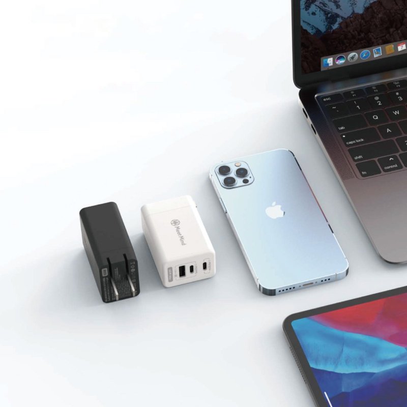 Meet Mind 65W GaN氮化鎵PD充電器3接口USB-A+USB-C+USB-C - 手機配件 - 其他材質 白色