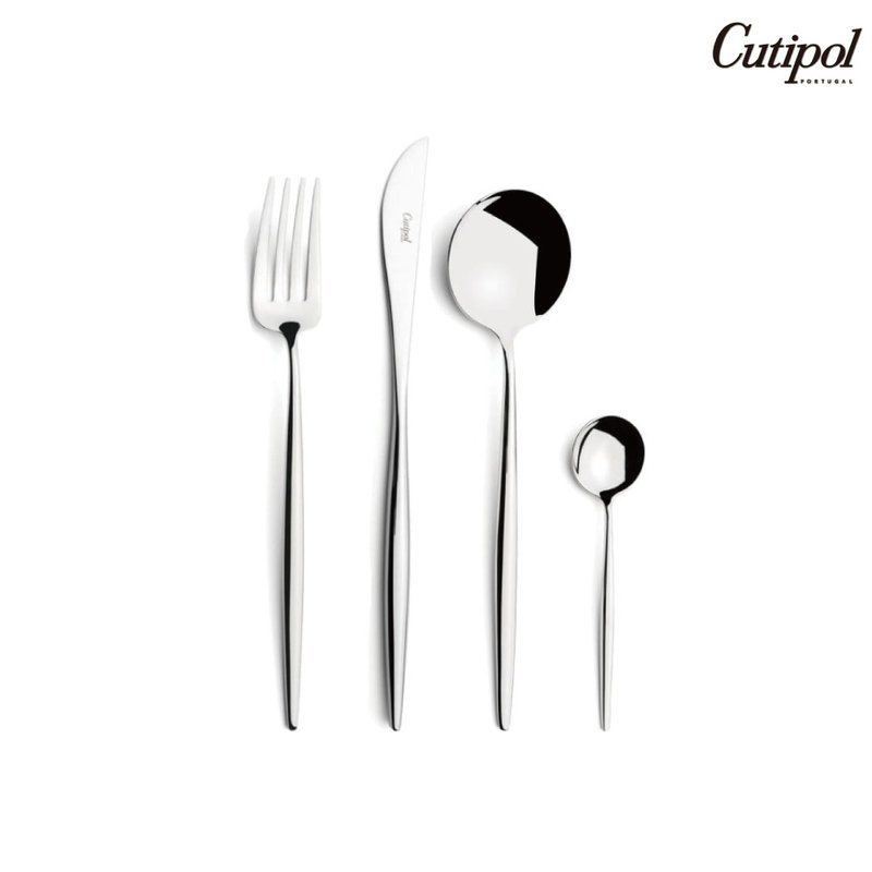 MOON  POLISHED STEEL 4 PIECES SET(Table Knife/Spoon/Fork and Coffee Spoon) - Cutlery & Flatware - Stainless Steel Silver