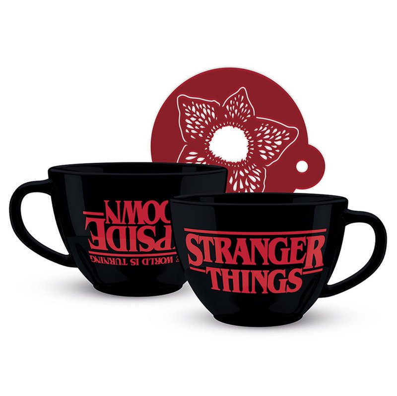 [Stranger Things] Upside-Down World Cappuccino Coffee Cup - แก้วมัค/แก้วกาแฟ - ดินเผา สีดำ