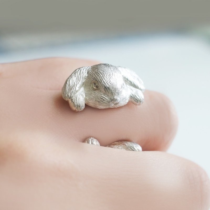 White lop ear ring - General Rings - Sterling Silver White