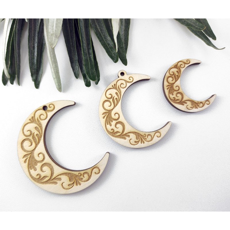 10 Pieces - DIY Unfinished moon shape blanks, Laser cut wood earrings, Moon - 其他 - 木頭 