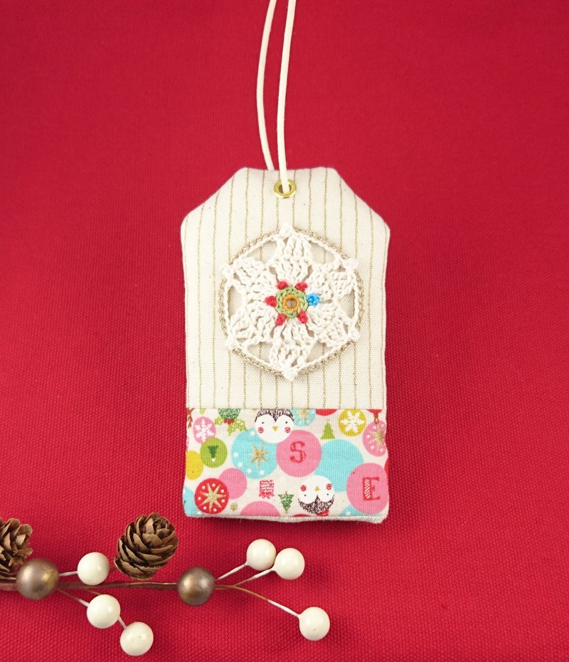 現貨!【KMR/御守鑰匙包】繽紛聖誕 雪花 手工鉤織花片 - 鑰匙圈/鑰匙包 - 棉．麻 紅色