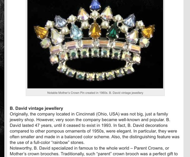 B david sales crown brooch