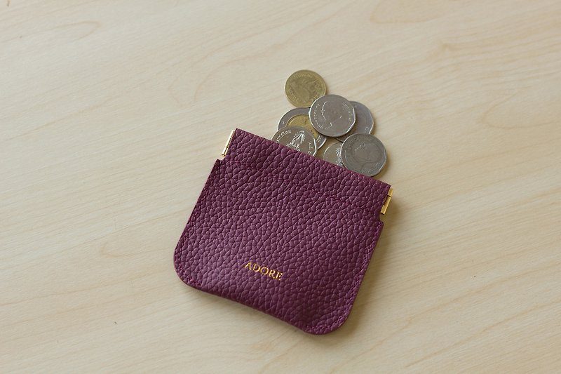 ADORE Leather coin purse - Maroon - กระเป๋าใส่เหรียญ - หนังแท้ สีม่วง