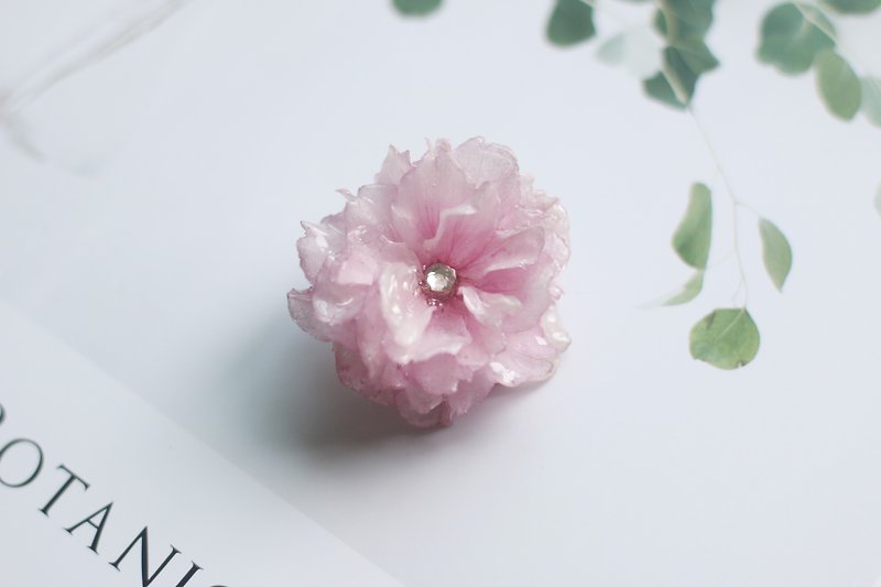 Japanese cherry blossom brooch/real flower resin handmade/Japanese imported expensive and kiwa brooch - เข็มกลัด - พืช/ดอกไม้ สึชมพู