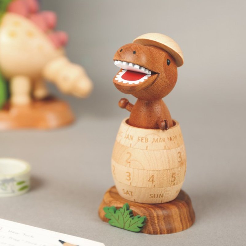 【T-Rex】Wooden Calendar | Wooderful life - Calendars - Wood Brown