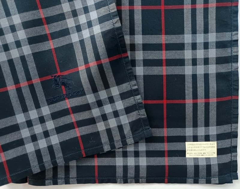 Burberry Vintage Handkerchief Check Blue Gift 19 x 19 inches - ผ้าเช็ดหน้า - ผ้าฝ้าย/ผ้าลินิน สีน้ำเงิน