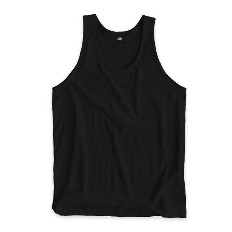 Plain Sleeveless Vest-Black - เสื้อกั๊กผู้ชาย - ผ้าฝ้าย/ผ้าลินิน สีดำ