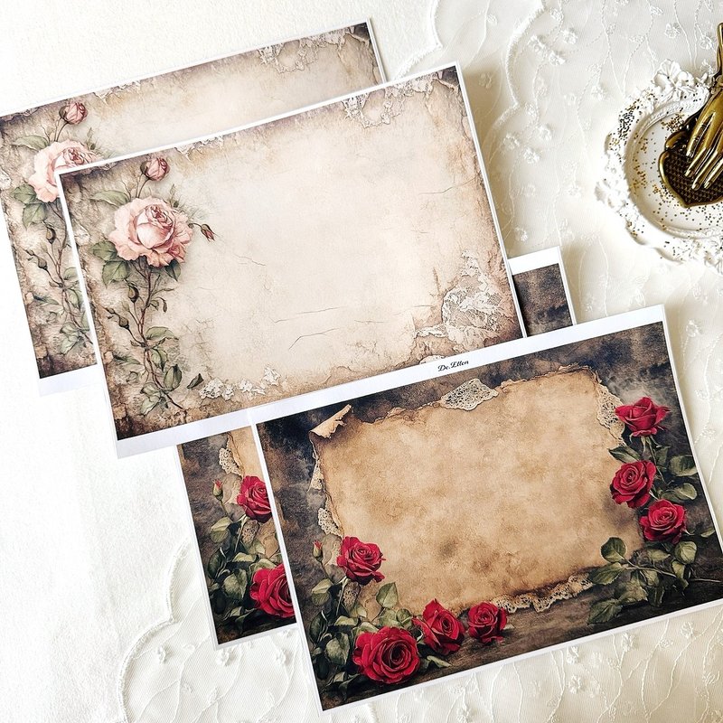 Z171 - Vintage Flower background - 貼紙 - 紙 