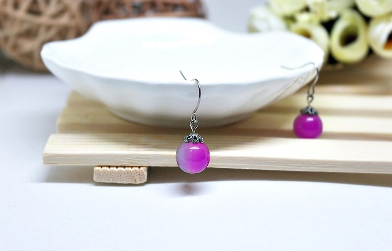 Alloy X natural stone * purple heaven *_ hook earrings - ต่างหู - เครื่องเพชรพลอย สีม่วง