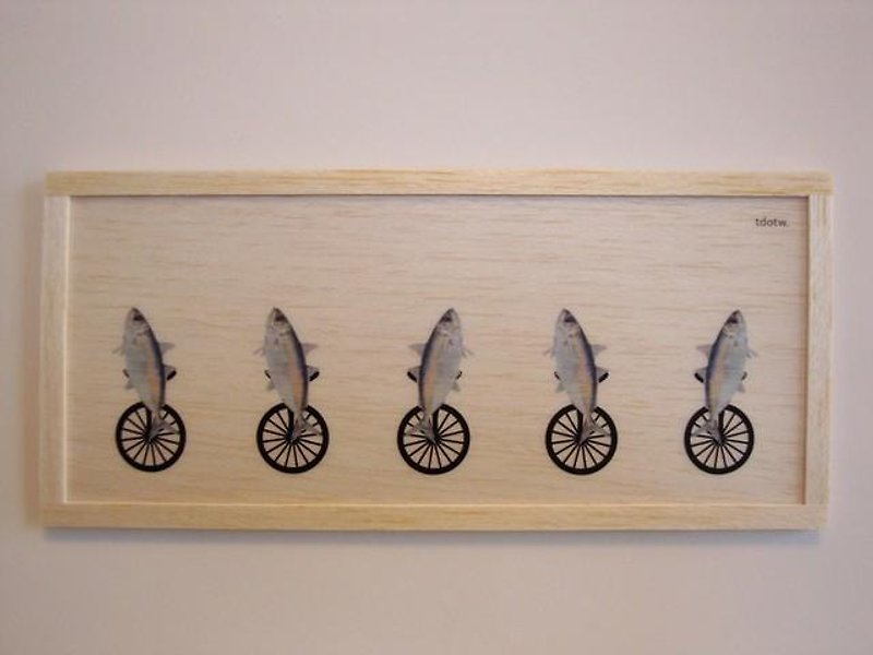 Five fish - 壁貼/牆壁裝飾 - 木頭 