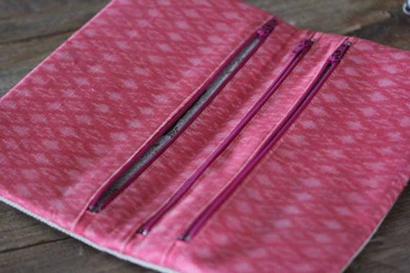 Jewelry pouch/wallet/clutch bag in hemp and Thai silk in pink color (JP0005) - Other - Silk Pink