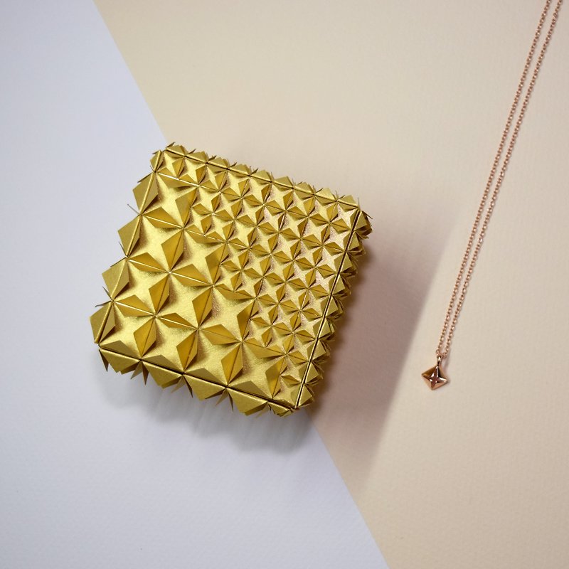 Unique Delicate Origami Golden Diamond Jewel Box - Other - Paper Gold