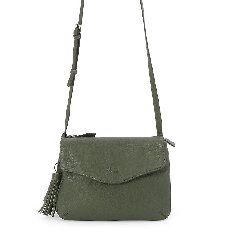 La Poche Secrete : Naughty Girl's Envelope Bag _Hands Shoulder Bag _ Forest Green_7036 - Messenger Bags & Sling Bags - Genuine Leather Green